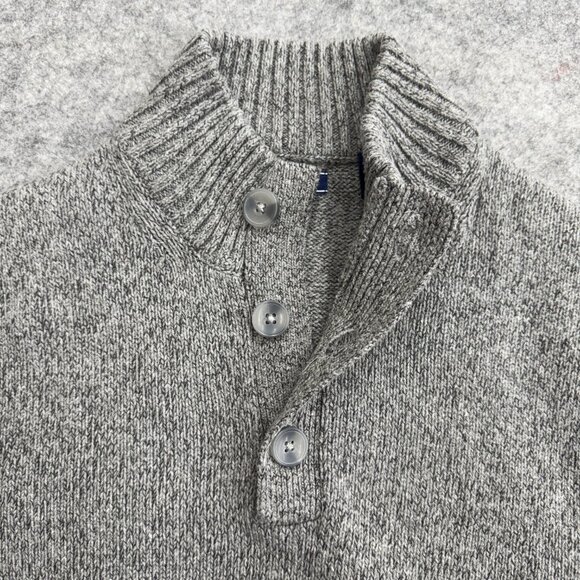 IZOD Sweater Men's Long Sleeve Gray Knitted Casual Preppy Button Mock Neck Large - Picture 5 of 10
